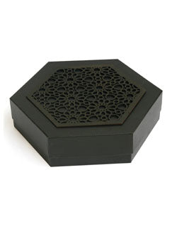 Black Morocco Hexagon Plain Design Box For Packing Hexagon Full Frame Boxes