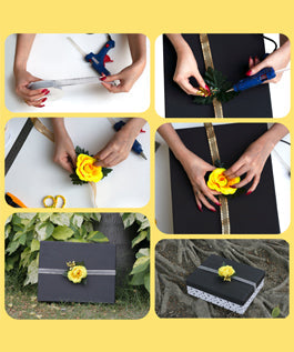 Gold and White Star Design Box For Packing Flower with Ribbon Boxes