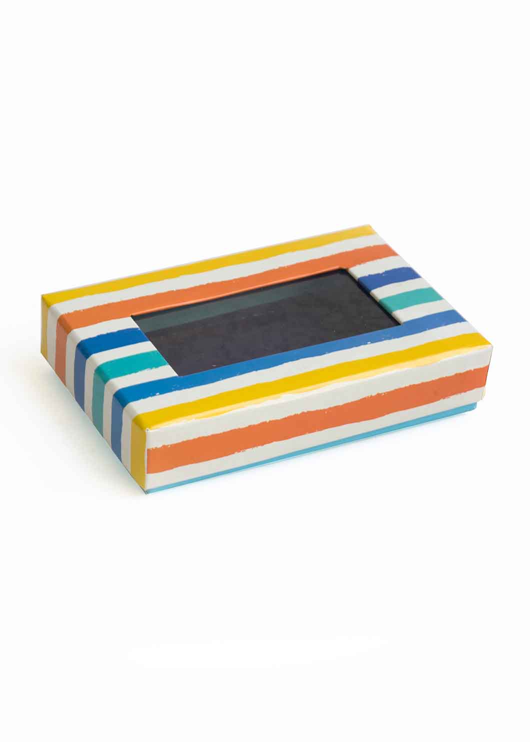 Blue Yello Orange Stripes Empty Box - Blue Yello Orange Stripes Box For Clothe Packaging - Empty Designed Box