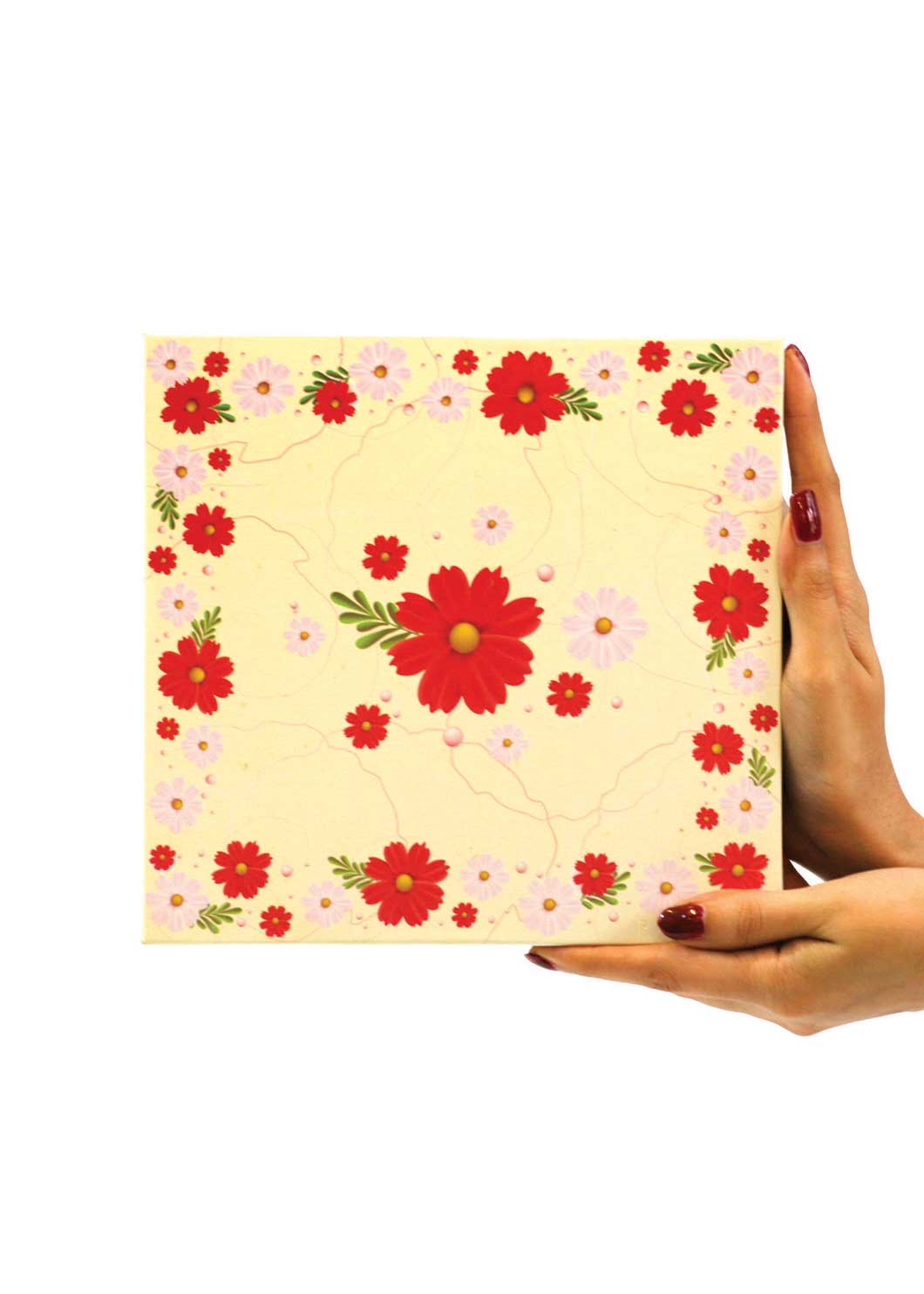 Off White Floral Design Box for Packing