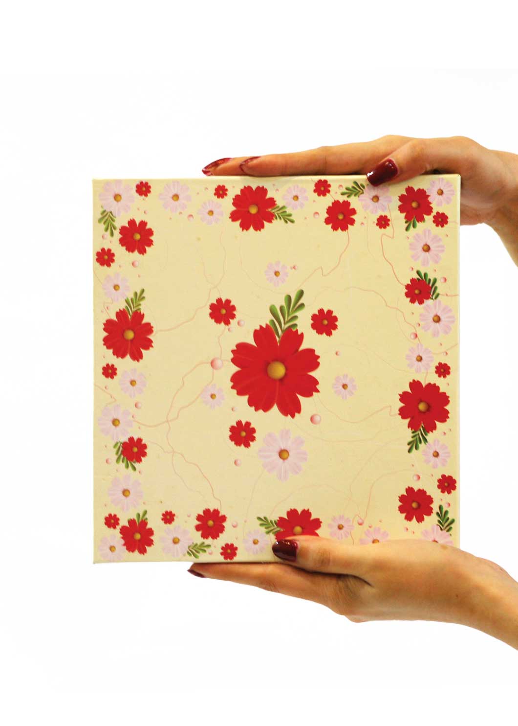 Off White Floral Design Box for Packing