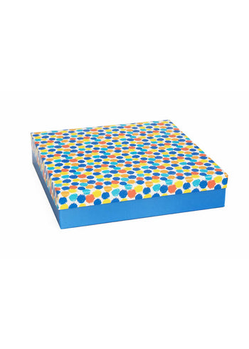 Square Empty Box - Blue Yello Orange Polka Dot Box For Clothe Packaging - Plain Empty Designed Box