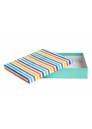 Blue Yello Orange Stripes Empty Box - Blue Yello Orange Stripes Box For Clothe Packaging - Empty Designed Box