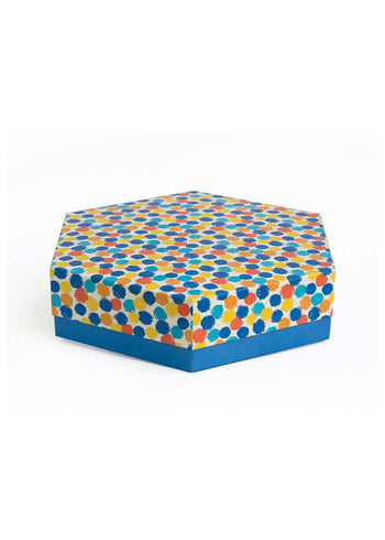 Color Splash Doted Design Hexagon Box For Gift Packaging