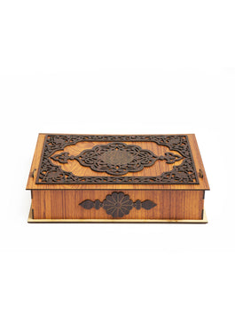 Brown And Dark Brown Wooden Box For Quran - Wooden Juzdaan - Quran Ghilaf - Premium Wooden Box - For Quran
