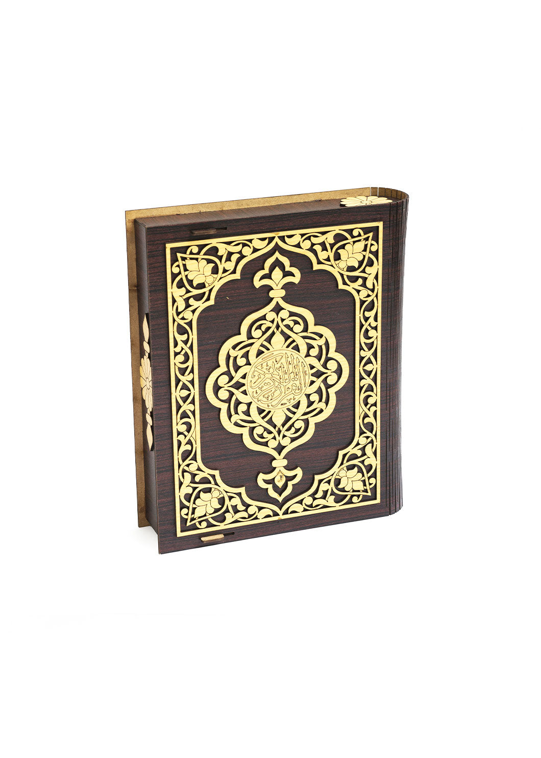 Dark Bown Wooden Box With Badge Carvin Gift Box For Quran - Wooden Juzdaan - Quran Ghilaf - Premium Wooden Box - For Quran