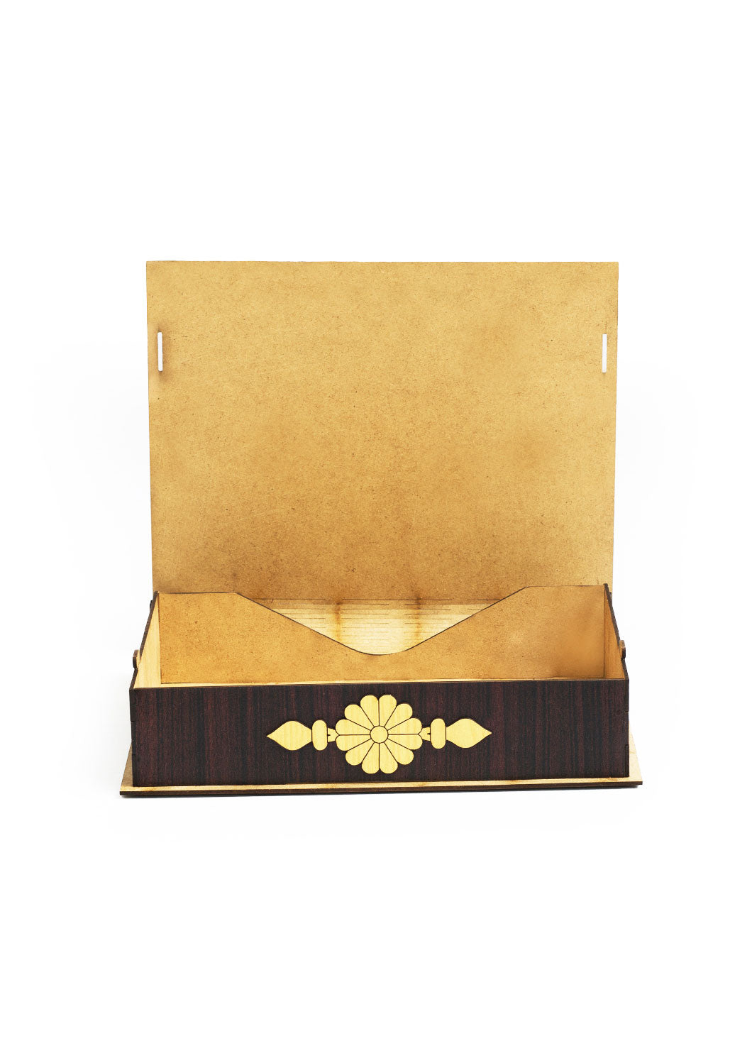 Dark Bown Wooden Box With Badge Carvin Gift Box For Quran - Wooden Juzdaan - Quran Ghilaf - Premium Wooden Box - For Quran
