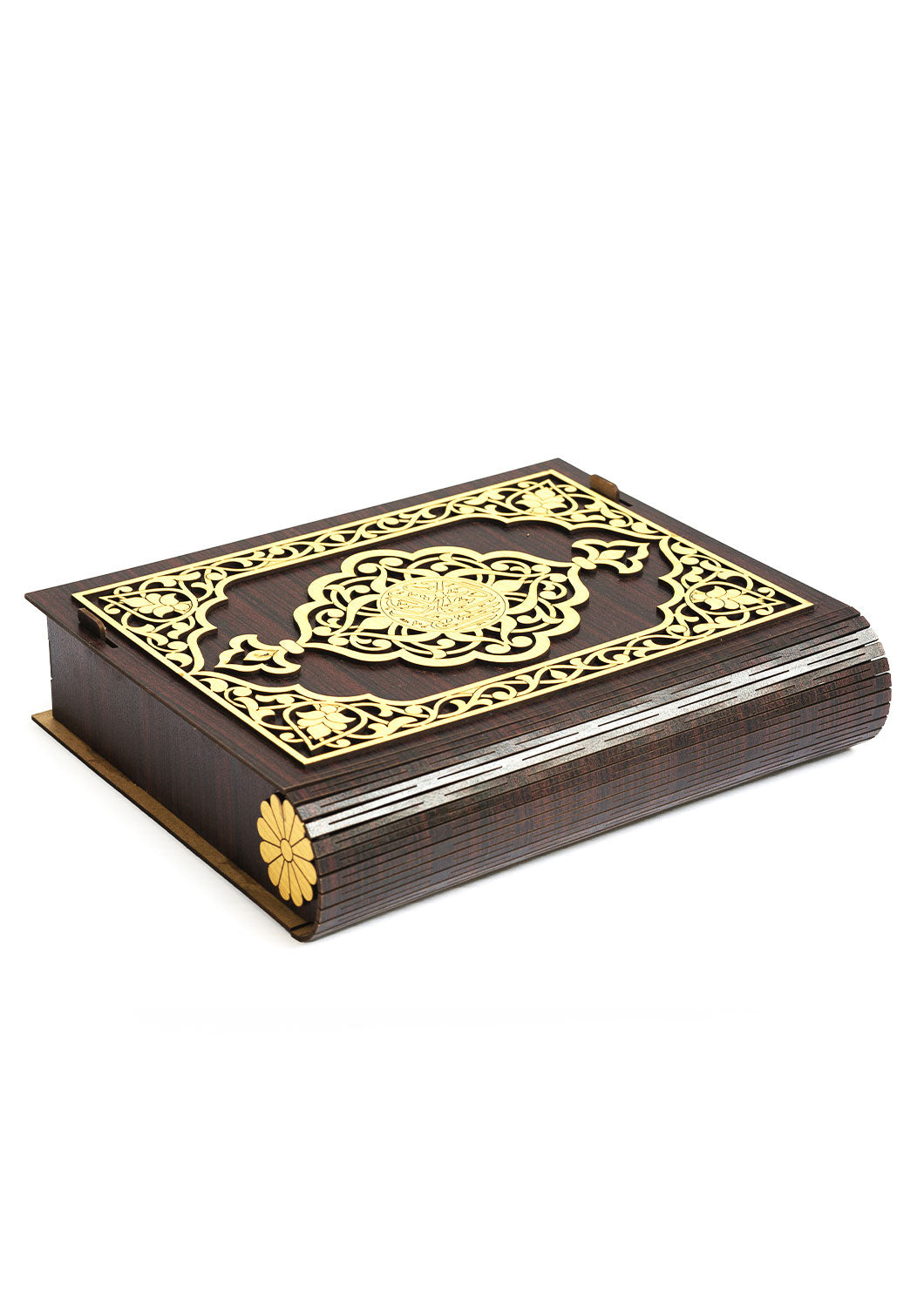 Dark Bown Wooden Box With Badge Carvin Gift Box For Quran - Wooden Juzdaan - Quran Ghilaf - Premium Wooden Box - For Quran