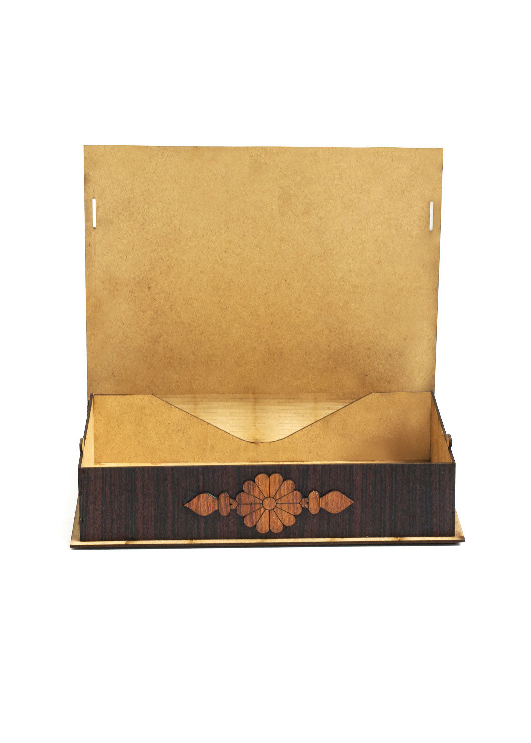 Dark Bown Wooden Box With Lighr Brown Carvin Gift Box For Quran - Wooden Juzdaan - Quran Ghilaf - Premium Wooden Box - For Quran
