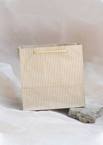 Craft Paper Bag Lines Pattern - Craft Bag - Golden Silver Red - 7x5 Paper Bag