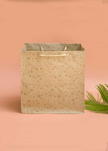 Craft Paper Bag - Dotted Pattern Design Square Paper Bag For Multupupose Packaging