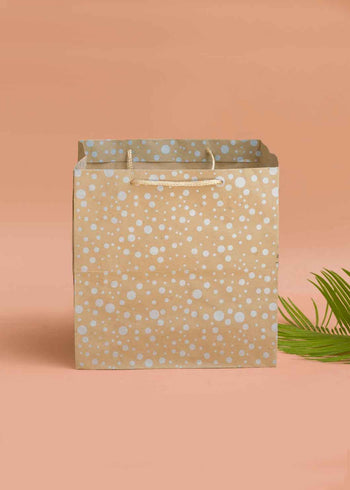 Craft Paper Bag - Dotted Pattern Design Square Paper Bag For Multupupose Packaging