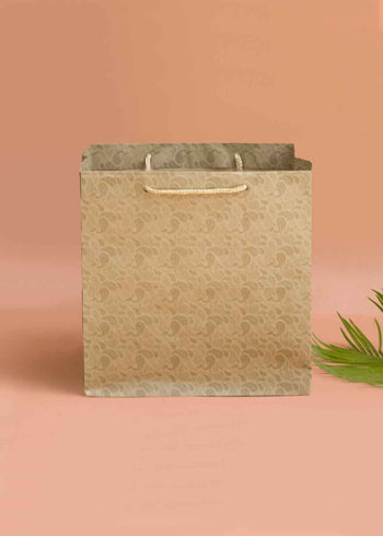 Craft Paper Bag - Mandala Pattern Design Square Paper Bag For Multupupose Packaging