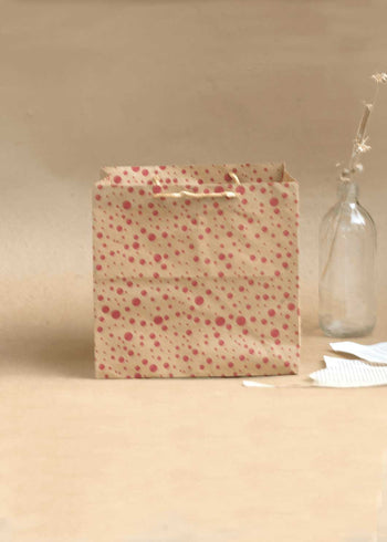 Craft Paper Bag Dotted Pattern - Craft Bag - Golden Silver Red - 9x9 Paper Bag