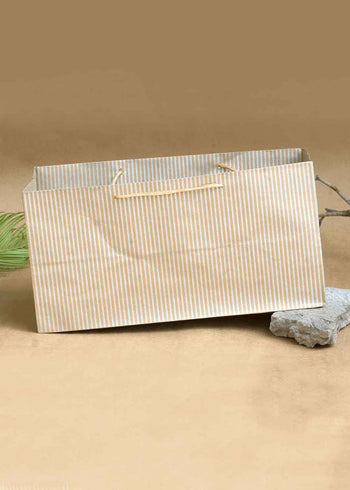 Craft Paper Bag Lines Pattern - Craft Paper Bag - Yellow Silver Red - 14x7 Square Paper Bag