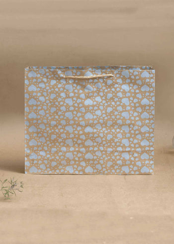 Craft Paper Heart Pattern - Craft Paper Bag - Golden Silver Red 12.5x10x4.5