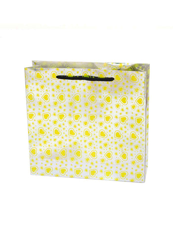 Paper Dots Pattern - Paper Bag - Silver & White - 13 x 4 Paper Bag