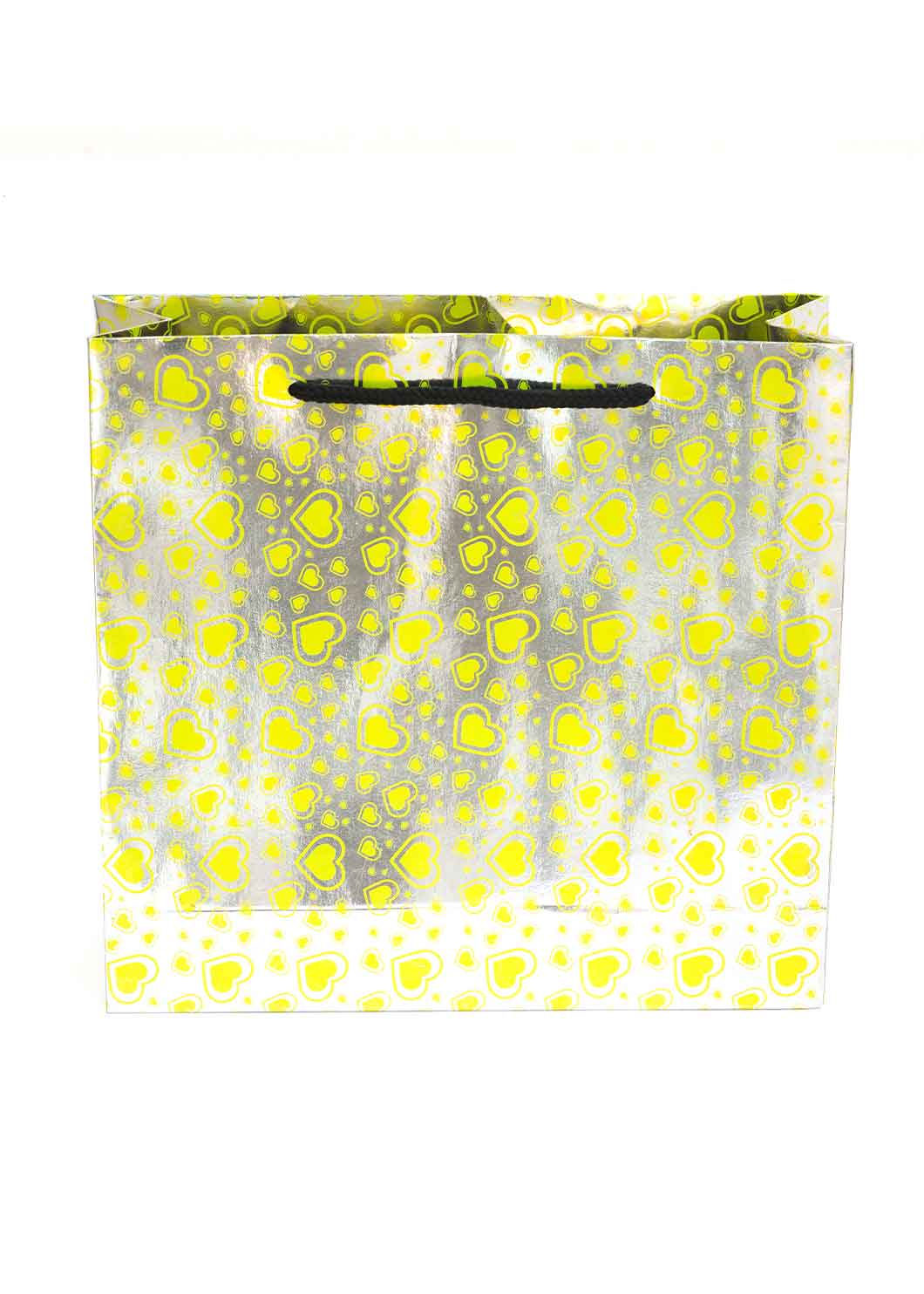 Paper Dots Pattern - Paper Bag - Silver & White - 13 x 4 Paper Bag
