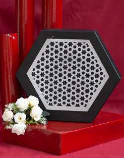 Black Morocco Hexagon Plain Design Box For Packing Hexagon Full Frame Boxes