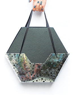 Black Morocco Hexagon Plain Design Box For Packing With Bag