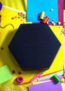 Black Morocco Hexagon Plain Design Box For Packing With Bag