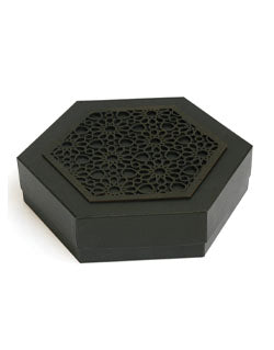 Black Morocco Hexagon Plain Design Box For Packing Hexagon Full Frame Boxes