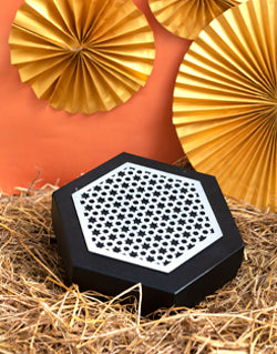 Black Morocco Hexagon Plain Design Box For Packing Hexagon Full Frame Boxes