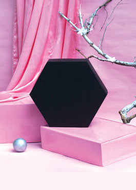 Black Morocco Hexagon Plain Design Box For Packing With Bag