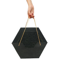 Black Morocco Hexagon Plain Design Box For Packing Hexagon Full Frame Boxes