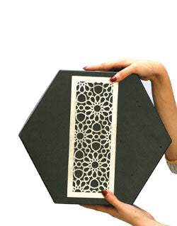 Black Morocco Hexagon Plain Design Box For Packing Hexagon Half Frame Boxes
